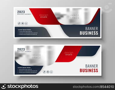 set of two business banners in red theme