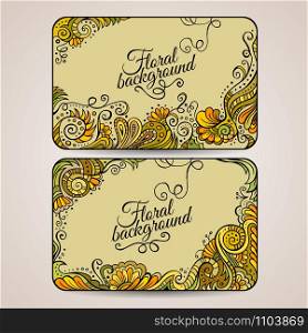 Set of two floral decorative vector abstract frames. Set of two floral decorative vector frames