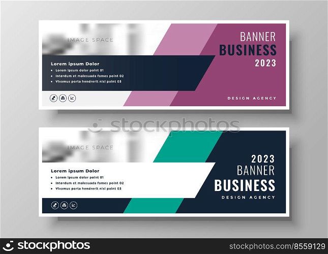 set of two geometric business banner presentation
