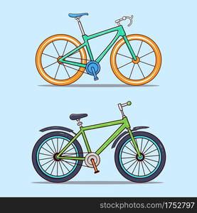 Set of two sports bicycles illustration