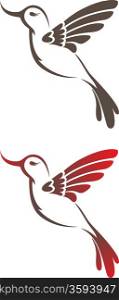 Set of two vector stylized hummingbird symbol