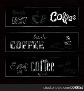  Set of typography design banners on a brick background. Vector illustration..  Set of typography design banners on a brick background