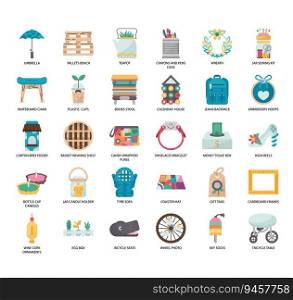 Set of Upcycling thin line icons for any web and app project.