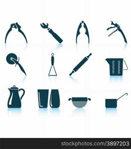 Set of utensil icons. EPS 10 vector illustration without transparency.