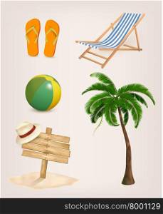 Set of vacation related icons. Vector.