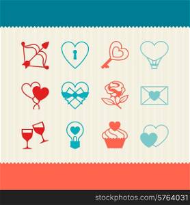 Set of Valentine&#39;s and Wedding icons, design elements.
