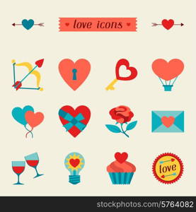 Set of Valentine&#39;s and Wedding icons, design elements.