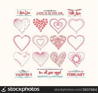 set of valentine hearts for design