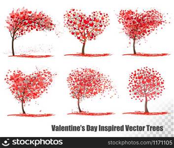 Set of Valentine&rsquo;s Day Inspired Vector Trees.