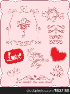 Set of Valentine`s Day symbols and design elements