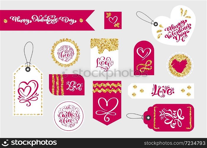 Set of Valentines Day gift tags typographic vector design with illustrations and wishes. Holiday valentine card badges and labels with love theme.. Set of Valentines Day gift tags typographic vector design with illustrations and wishes. Holiday valentine card badges and labels with love theme
