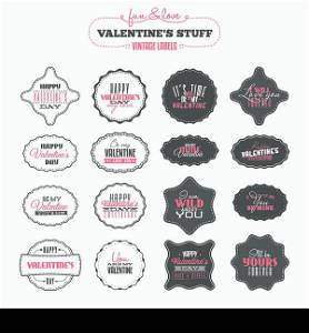 Set of Valentines day vintage labels