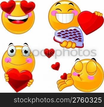 Set of Valentines smileys emoticons