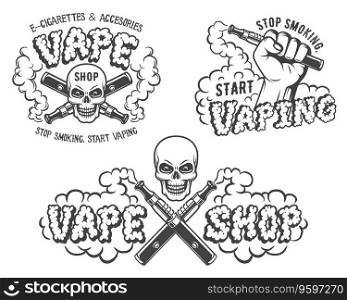 Set of vape e-cigarette emblems vector image