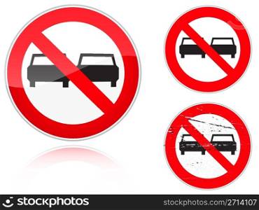 Set of variants a No adelanta - road sign isolated on white background. Group of as fish-eye, simple and grunge icons for your design. Vector illustration.