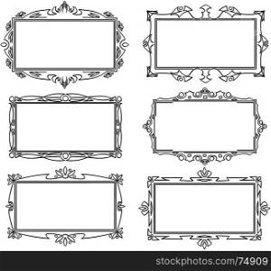 Set of various artistic ornamental frame label designs.