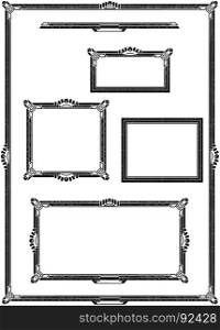 Set of various artistic ornamental frame label designs in same style.