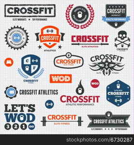 Set of various crossfit and WOD graphics and icons