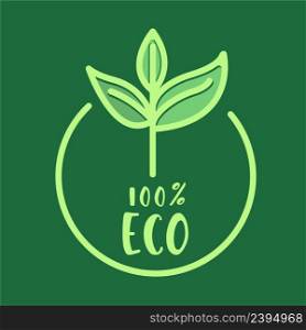 Set of various eco friendly 100 percent green badges with tree leaf.. Set of various eco friendly 100 percent green badges with leaf.