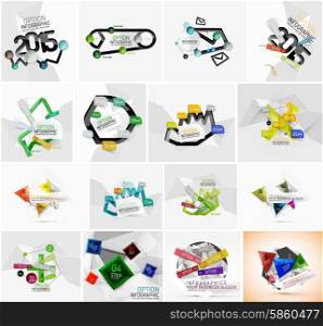 Set of various geometric abstract infographic templates. Set of various geometric abstract infographic templates. Stickers lines and other elements