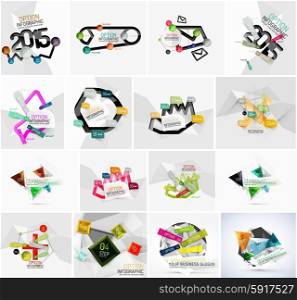 Set of various geometric abstract infographic templates. Set of various geometric abstract infographic templates. Stickers lines and other elements