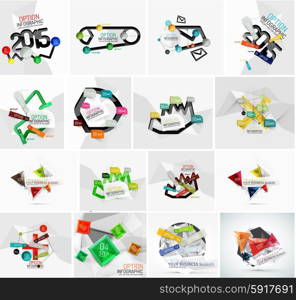 Set of various geometric abstract infographic templates. Set of various geometric abstract infographic templates. Stickers lines and other elements