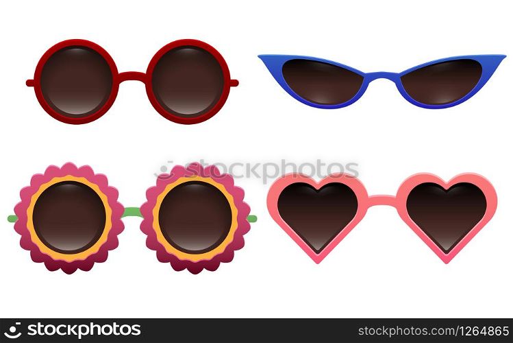 Set of various summer sunglasses. Vector element for your creativity. Set of various summer sunglasses. Vector element for your creati