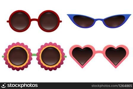 Set of various summer sunglasses. Vector element for your creativity. Set of various summer sunglasses. Vector element for your creati