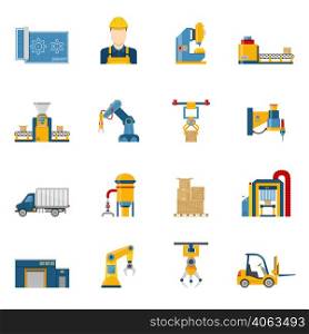Set of various technical elements of the production line process icons isolated vector illustration. Production Line Icons Isolated