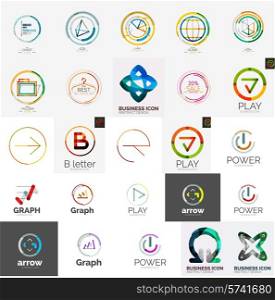 Set of various universal company logos - letters, business symbols, loops, concepts, arrows, infinity