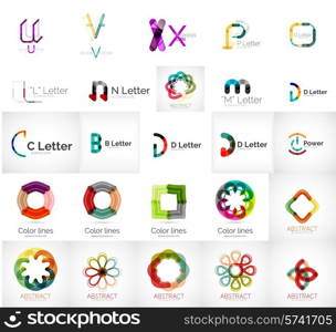 Set of various universal company logos - letters business symbols, loops, concepts, arrows, infinity