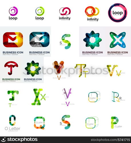 Set of various universal company logos - letters, business symbols ...