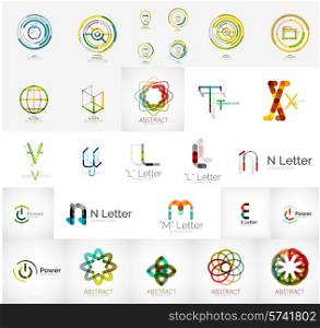 Set of various universal company logos - letters business symbols, loops, concepts, arrows, infinity