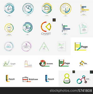 Set of various universal company logos - letters, business symbols, loops, concepts, arrows, infinity