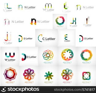 Set of various universal company logos - letters business symbols, loops, concepts, arrows, infinity