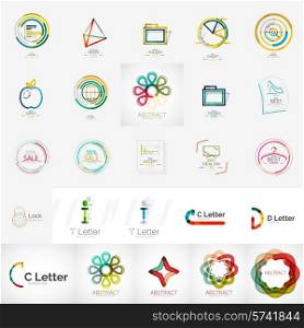 Set of various universal company logos - letters, business symbols, loops, concepts, arrows, infinity