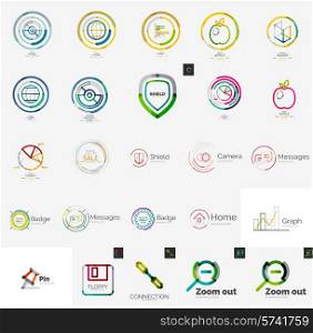 Set of various universal company logos - letters, business symbols, loops, concepts, arrows, stamps, infinity