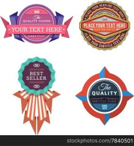set of various vector design retro color logo labels and vintage style badge banners