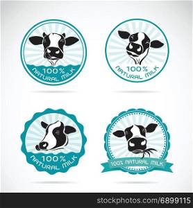 Set of vector a dairy cows label on white background, Animals farm.
