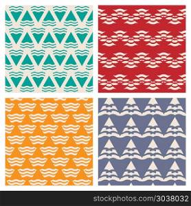 Set of vector abstract geometric seamless patterns. Set of vector abstract geometric seamless patterns. Collection of colored texture illustration