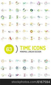 Set of vector abstract logo ideas, time concepts or clock business icon collection. Creative logotype design templates