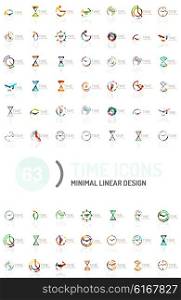 Set of vector abstract logo ideas, time concepts or clock business icon collection. Creative logotype design templates