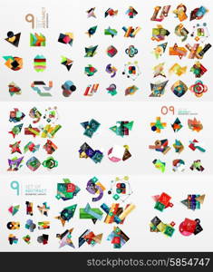 Set of vector abstract paper elements, infographics templates, presentation, banners
