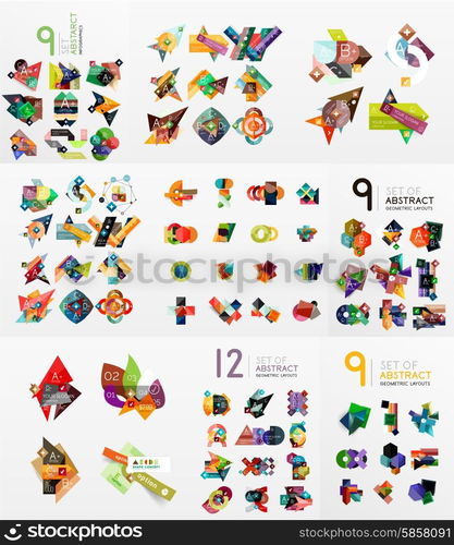 Set of vector abstract paper elements, infographics templates, presentation, banners