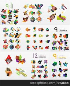 Set of vector abstract paper elements, infographics templates, presentation, banners