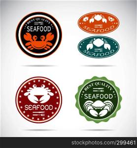 Set of vector an crab seafood label on white background