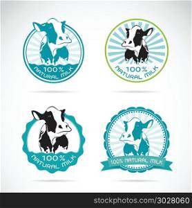 Set of vector an dairy cows label on white background