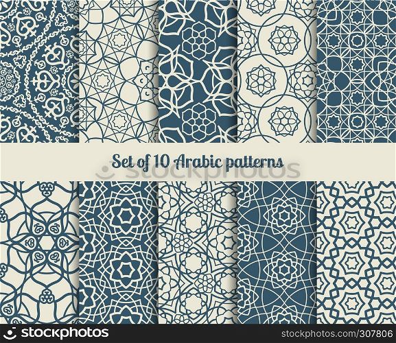Set of vector arabic patterns. Wallpaper backgrounds with abstract texture. Vector arabic patterns