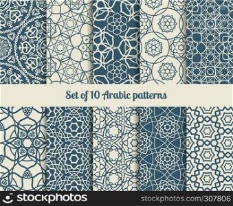 Set of vector arabic patterns. Wallpaper backgrounds with abstract texture. Vector arabic patterns