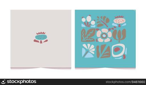 Set of vector backgrounds with flowers in trendy retro trippy style. Hippie 60s, 70s style. Blue, green colors.. Set of vector backgrounds with flowers in trendy retro trippy style. Hippie 60s, 70s style.